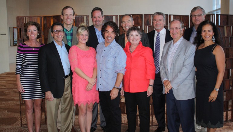 Pictured after the performance (left to right): Back Row- BMI’s Dan Spears, Benedetti Media Group CEO Pete Benedetti, Rawlco Radio-Canada President Keith Black, Alpha Broadcasting President/COO Bob Proffitt, Golden West Broadcasting President Lyndon Friesen. Front Row- MacDonald-Garber Broadcasting President/CEO Trish Garber, Hubbard Radio EVP/COO Drew Horowitz, Great Plains Media’s Jessica Zimmer, John Oates, Forever Broadcasting President/CEO Carol Logan, Golden West Broadcasting CEO Elmer Hildebrand, Ohana Media Group President/CEO Trila Bumstead.