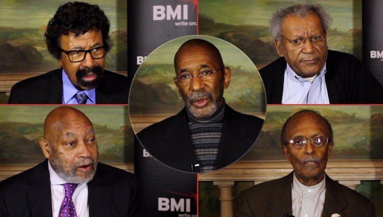Pictured (clockwise): Jazz Masters David Baker, Anthony Braxton, Jimmy Heath, Kenny Barron and Ron Carter, center.