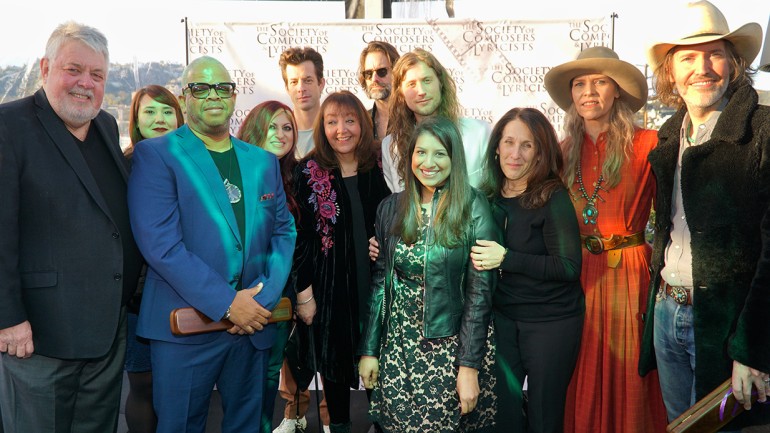 Pictured (L-R) are: SCL President Ashley Irwin, BMI’s Evelyn Rascon, Oscar nominee Terence Blanchard, BMI’s Anne Cecere, this year’s Oscar-winning songwriters Mark Ronson and Andrew Wyatt, BMI’s Doreen Ringer-Ross, 2019 Oscar-winning composer Ludwig Göransson, BMI’s Reema Iqbal and Barbie Quinn, and Oscar nominees Gillian Welch and David Rawlings.