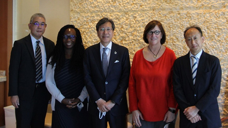 In the photo left to right: Kay Yamaguchi, Evelyn Morgan, Michio Asaishi, Ann Sweeney, Atsushi Maekawa.