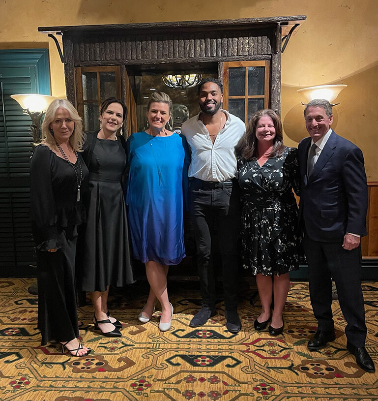 (L-R) Taken before Sanders took the stage: CRA VP Strategic Partnerships, Devany McNeill, CRA President & CEO Sonia Riggs, CRA Incoming Board Chair and Beast & Bottle Group Co-Owner, Aileen Reilly, BMI songwriter Keith Sanders, BMI’s Jessica Frost and CRA Past Board Chairman & Shanahan’s Steakhouse Managing Partner, Marc Steron.