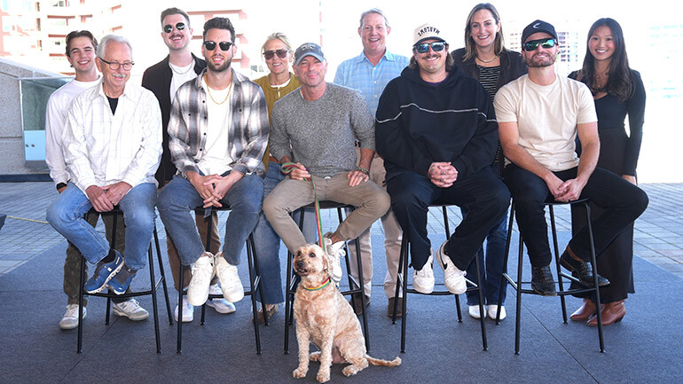 Photo Back Row L-R: BMI’s Jackson Kiger, BMI’s Josh Tomlinson, BMI’s Leslie Roberts, BMI’s Clay Bradley, BMI’s MaryAnn Keen, BMI’s Lilly Brown; Front Row L-R: Buddy Cannon (Producer), Zach Abend (BMI), Kenny Chesney (BMI), Michael Hardy (BMI), Hunter Phelps (ASCAP).