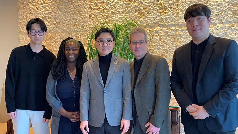 Photo L-R: Cheol Hwang, Evelyn Morgan, Chu Ga Yeoul, John Coletta and Sooho Park