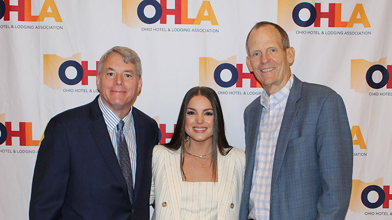 Pictured before BMI songwriter Lauren Mascitti performs at the OHLA’s Stars of Industry Awards in Cleveland:  Ohio Hotel & Lodging Association CEO Joe Savarise, BMI songwriter Lauren Mascitti, BMI’s Dan Spears.