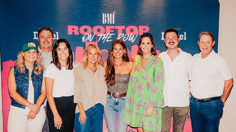 Photo L-R: BMI’s Nina Carter, BMI’s Mason Hunter, BMI’s Claire Dodelin, BMI’s Leslie Roberts, Lauren Watkins, BMI’s MaryAnn Keen, BMI’s Josh Tomlinson, BMI’s Clay Bradley.